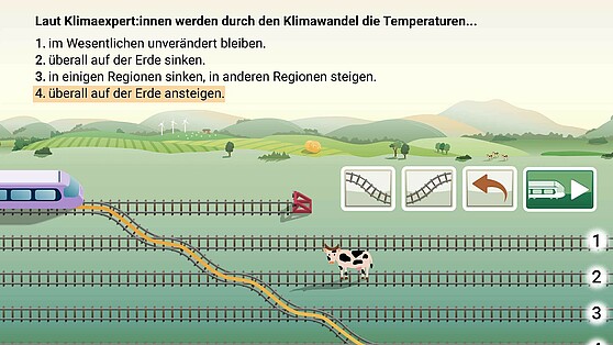 Fragen zum Klimawandel aus der APP "Train 4 Science", Brain City Berlin