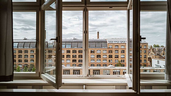 Blick aus Fenster auf Campus Wilhelminenhof der HTW Berlin, Brain City Berlin  