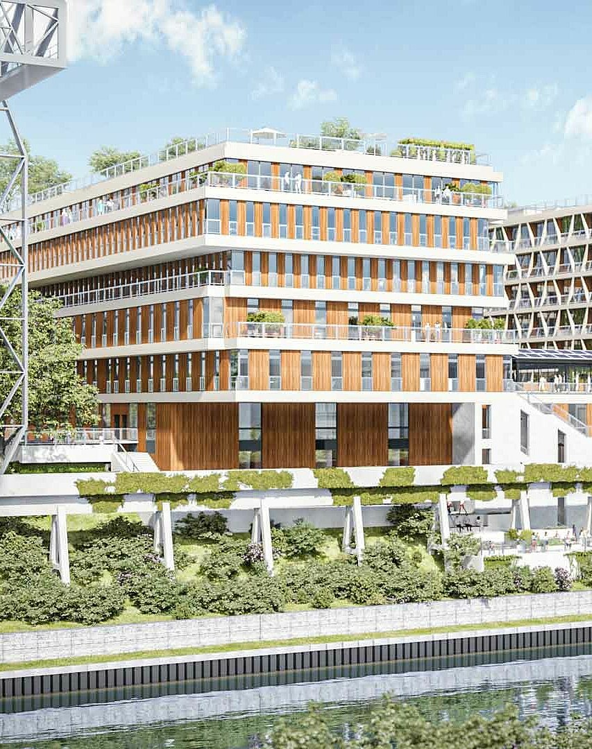 View at des Food Campus Berlin – from the riverside.