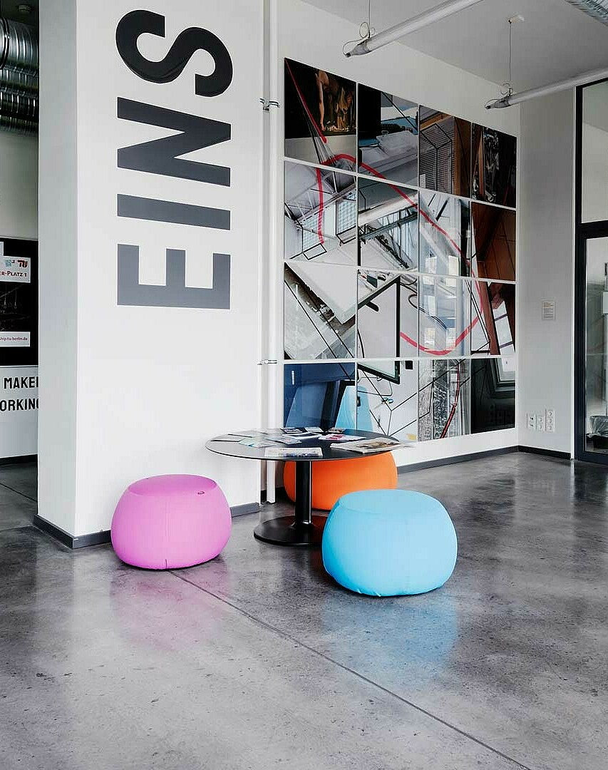 Foyer at EINS with seating, Brain City Berlin 